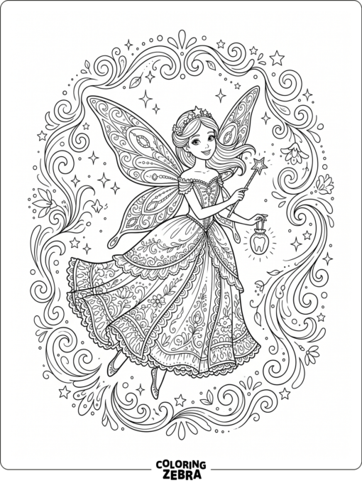 An elegant fairy with stars and vines