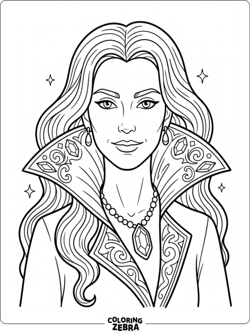 A vampire portrait with ornate clothing details