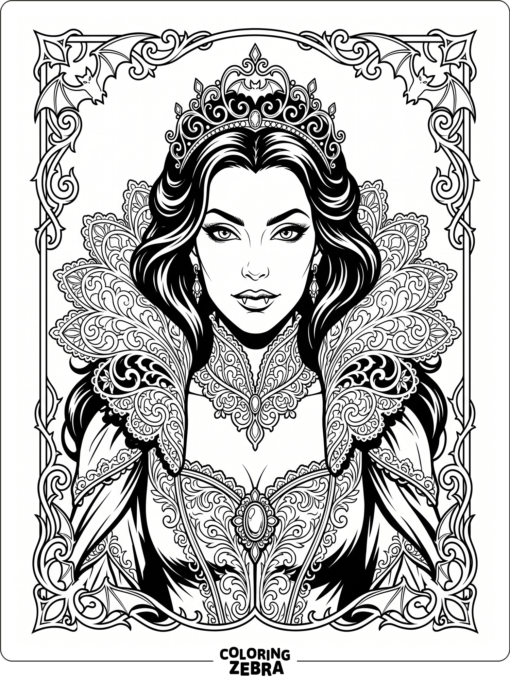 An ornate vampire portrait with a lace collar