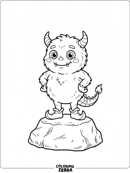 A horned little monster with a tail and pointed shoes