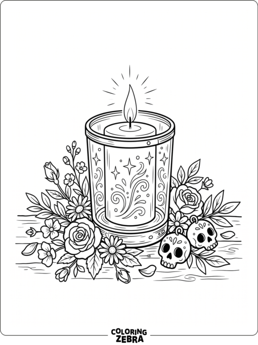 Tall candle with flowers and tiny decorative accents