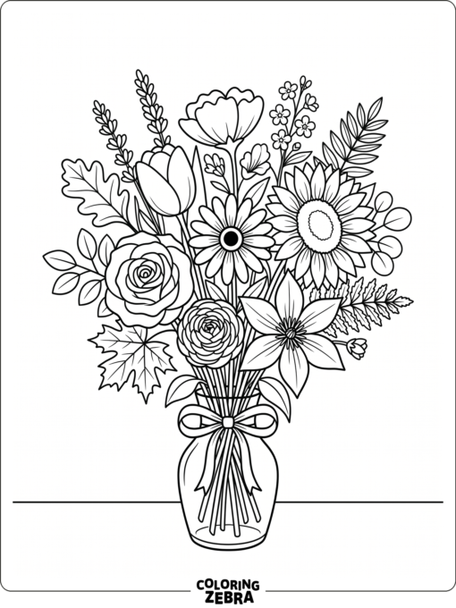 A mixed bouquet with flowers of different shapes