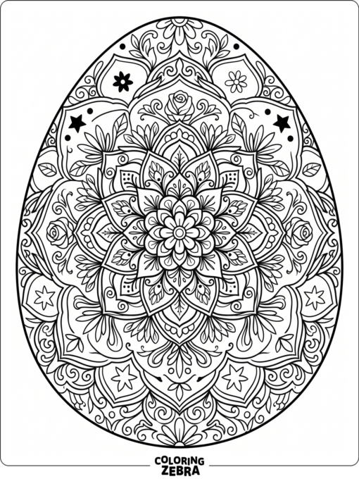 An ornate Easter egg with layered floral patterns