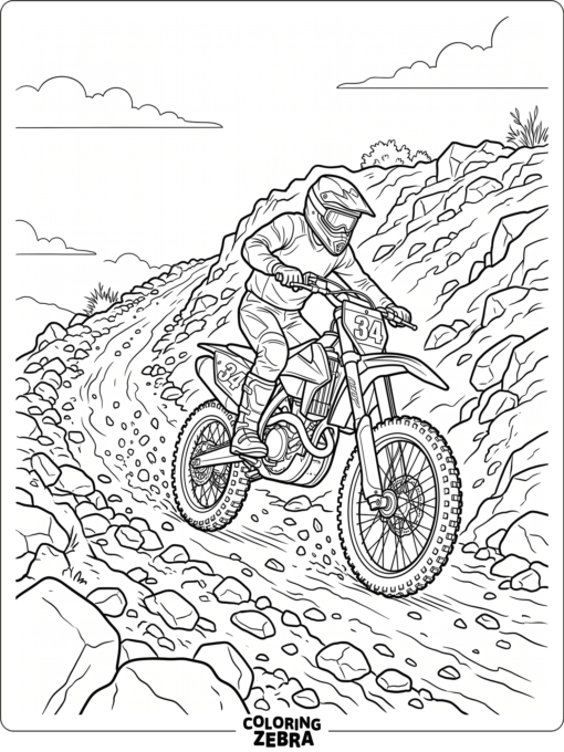 Dirt bike climbing a steep rocky hill