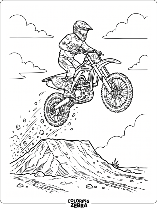 Dirt bike midair above a ramp