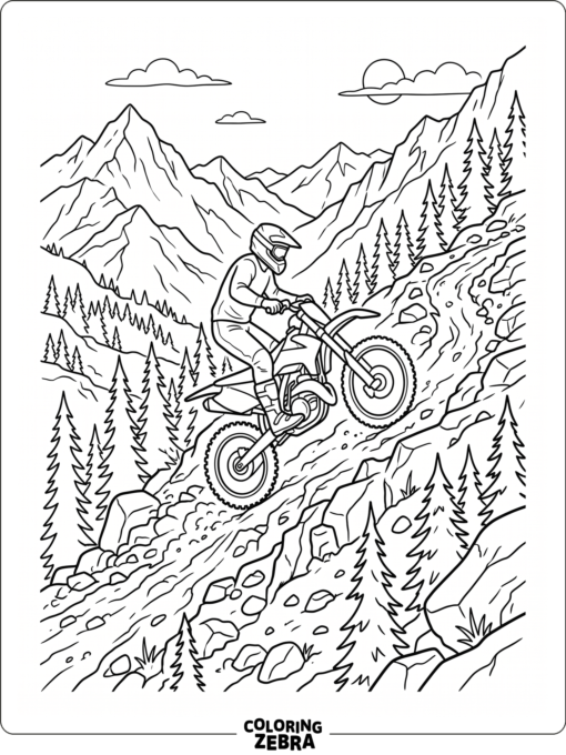 Dirt bike climbing a steep mountain trail