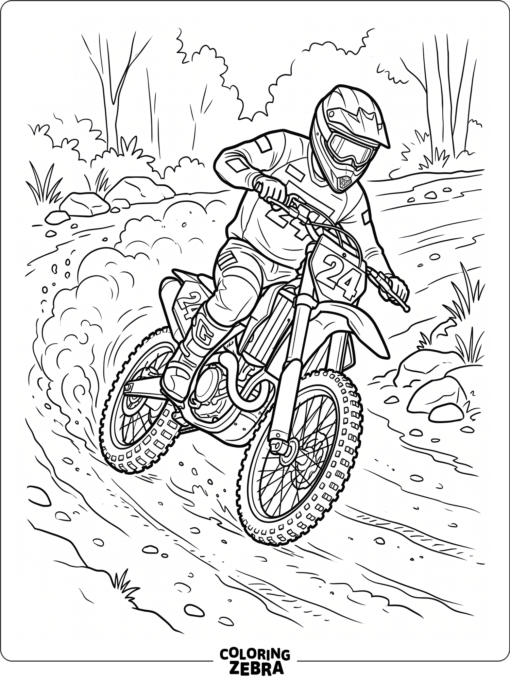 Rider on a dirt bike leaning into a turn