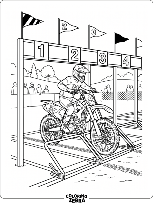 Dirt bike at the starting gate before a race