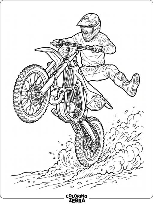 Dirt bike stunt with rider balancing in the air