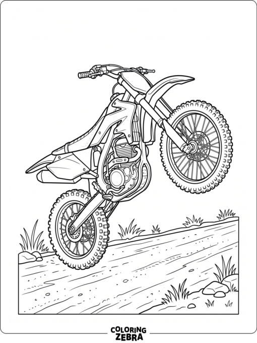Dirt bike doing a wheelie on a straight road