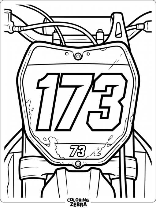 Dirt bike with number plate and clean outline