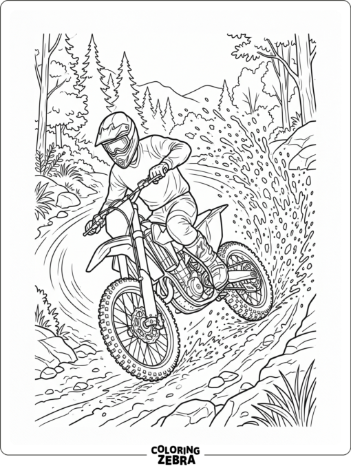 Dirt bike riding through a rough trail
