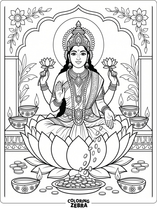 Goddess Lakshmi seated on a lotus