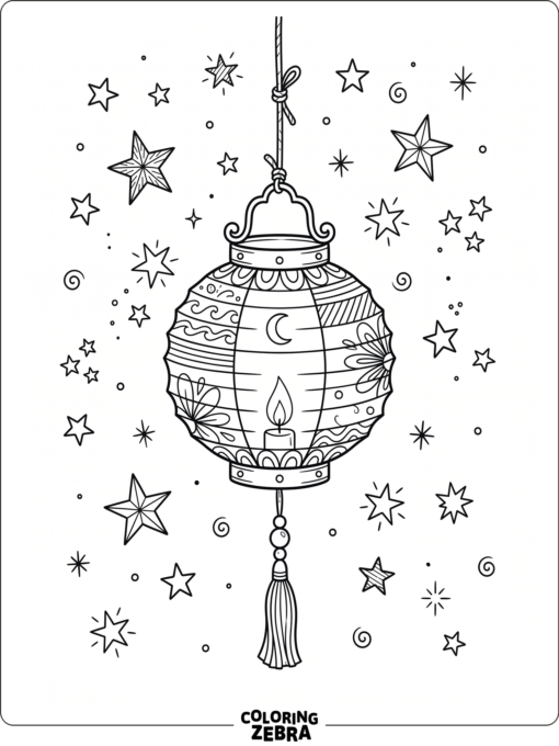 hanging lantern with stars around it