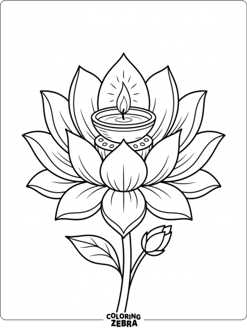 lotus flower with a diya in the center