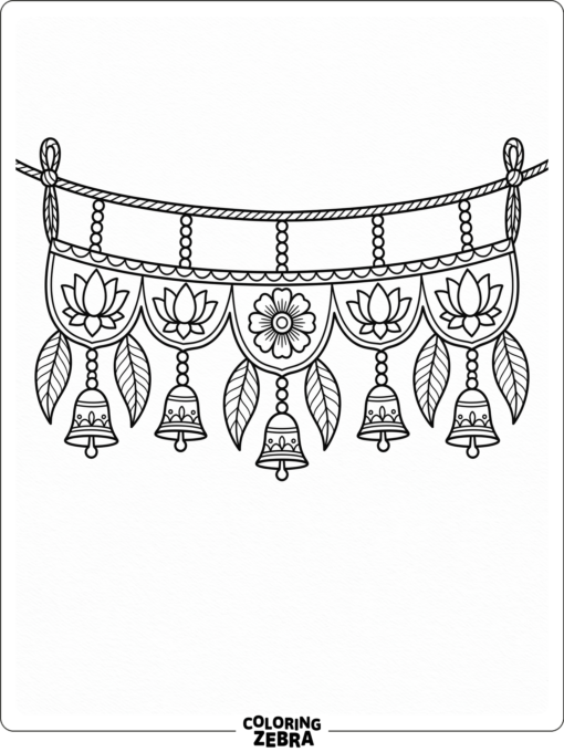 toran with leaves, bells, and flowers
