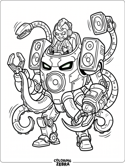 DJ Octavio inside a giant octopus mech