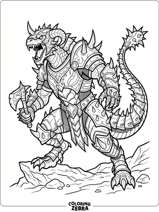 A fantasy beast with spikes and armor plates