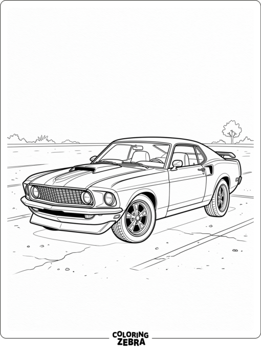 A two-door muscle car with an aggressive front view