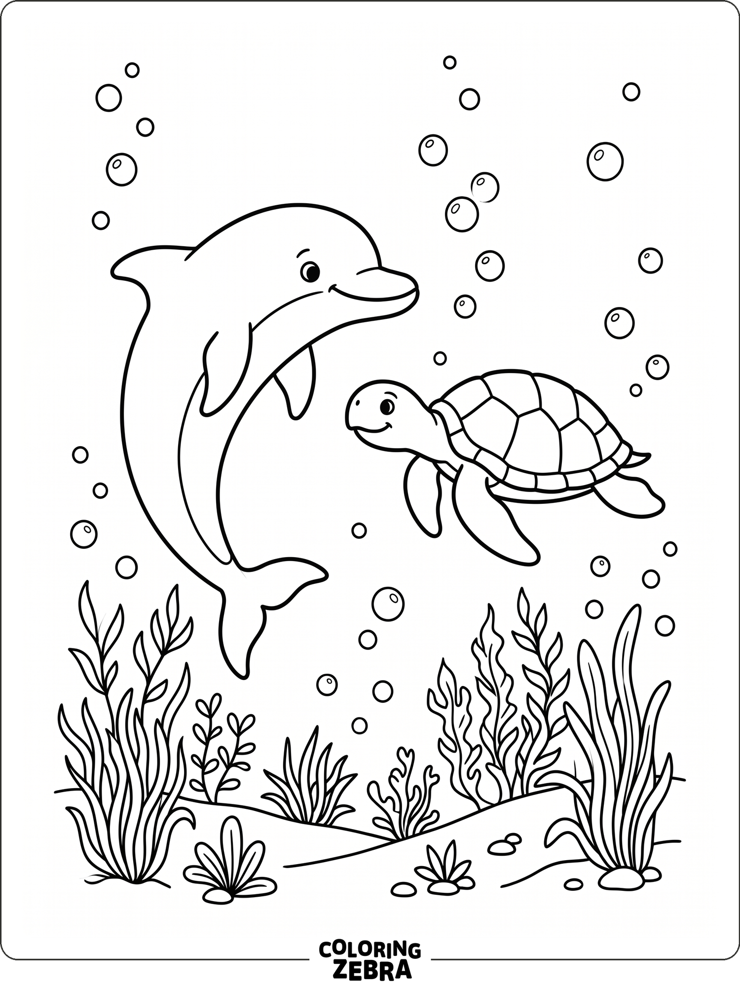 A simple turtle resting on a rock with clean outlines