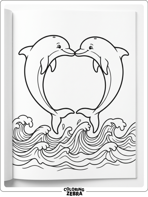 Two dolphins forming a heart shape