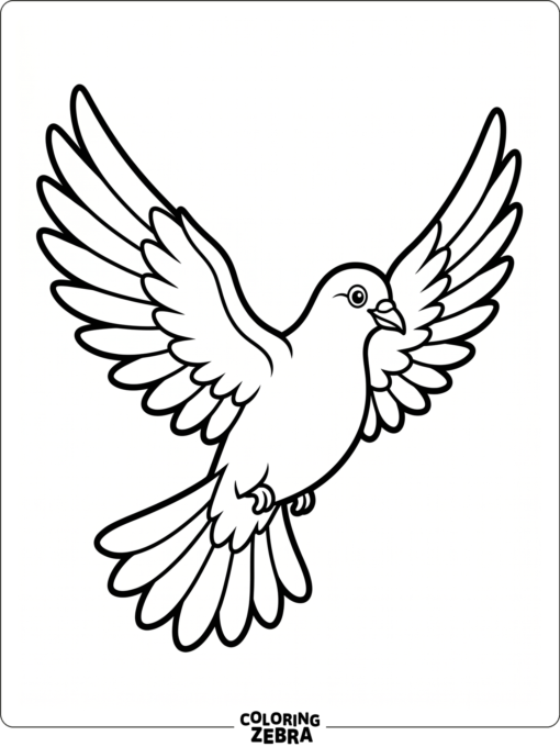 A dove with spread wings in a simple printable