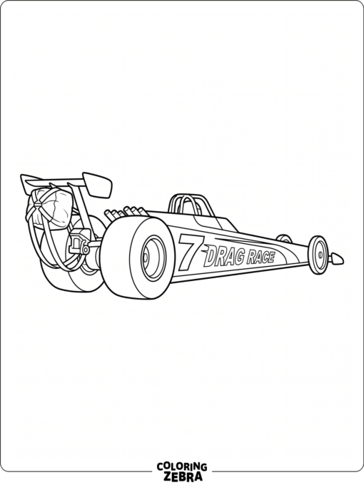 A drag race car with a long body and rear parachute