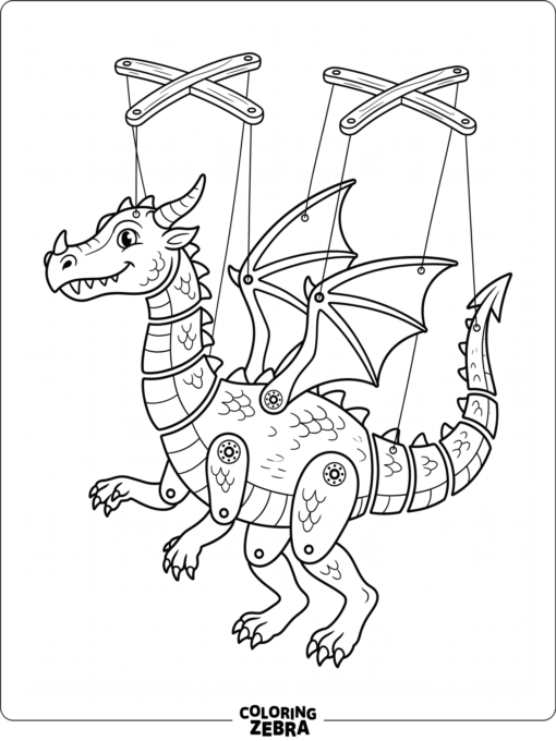 A dragon puppet with cutout joints