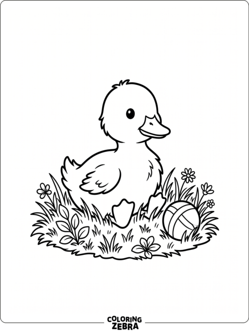 A toddler-friendly duckling with a ball