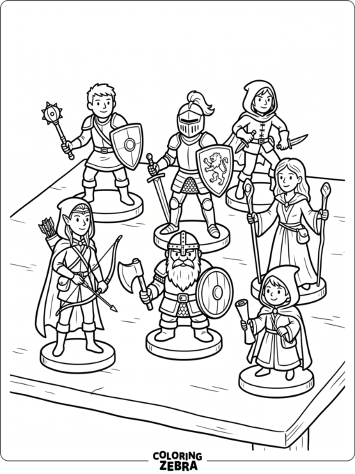 Miniature fantasy figures on a tabletop