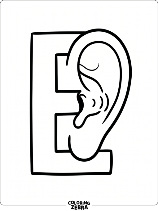 A letter E with a simple ear illustration