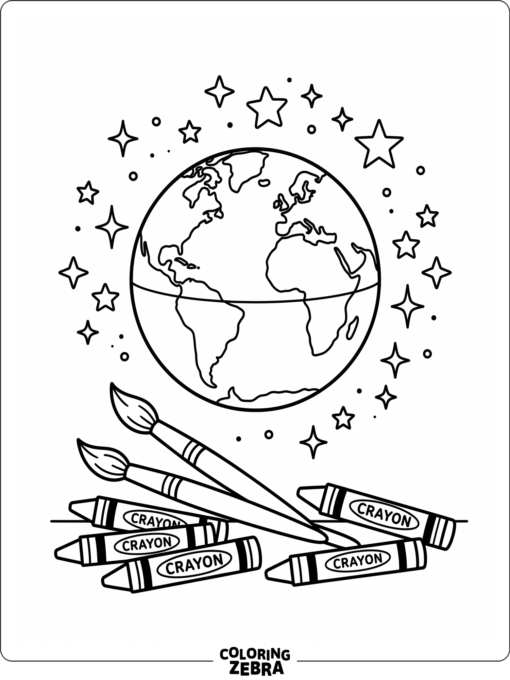 Earth Surrounded by Art Supplies