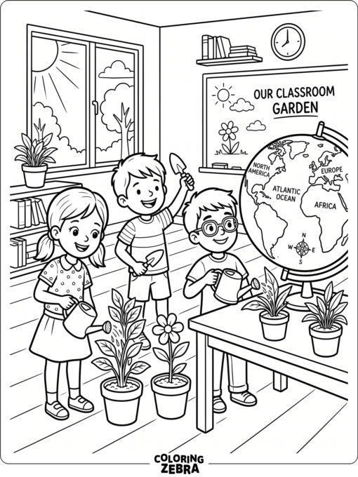 Third Graders With Plants and Globe