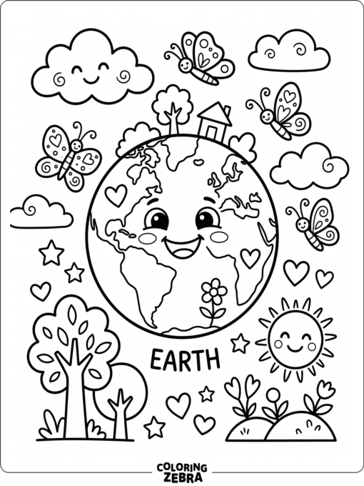 Simple Earth With Butterflies