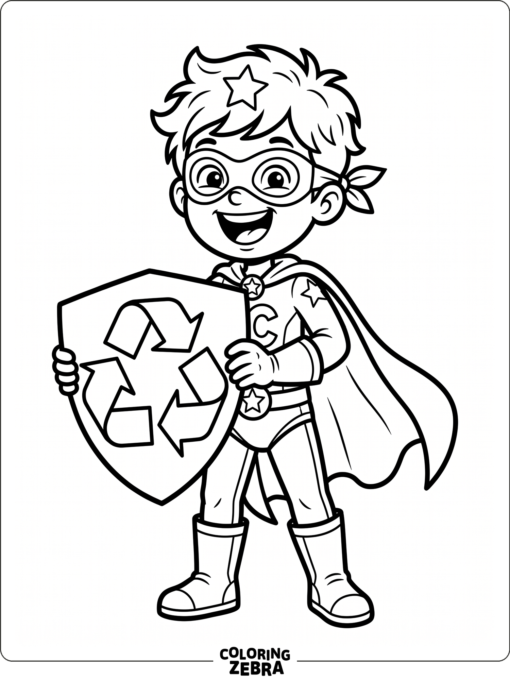 Superhero child holding an Earth symbol