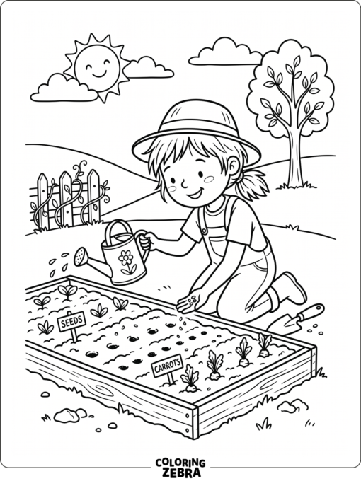 Child Planting Seeds in a Garden