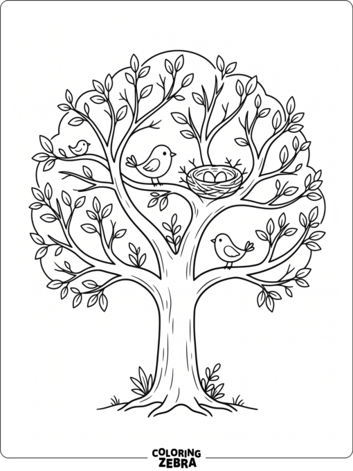 Tree With Birds and Nest
