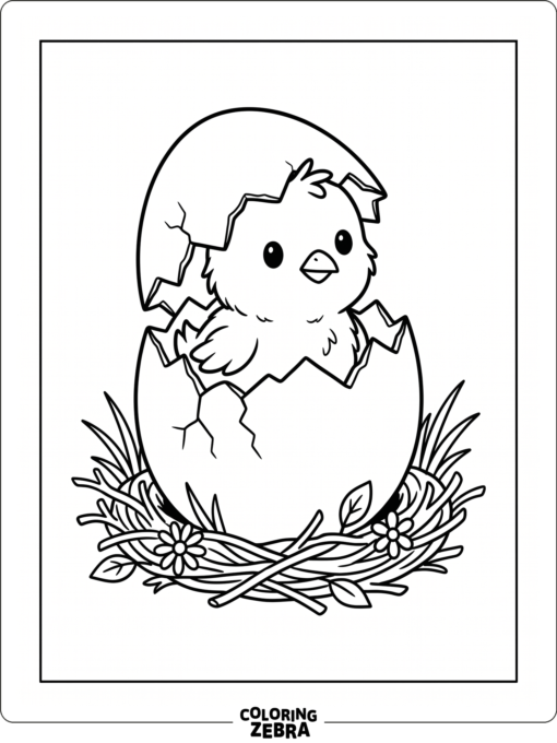 Baby chick peeking from a cracked egg
