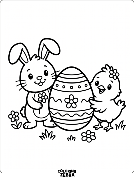 A simple bunny, egg, and chick for young kids