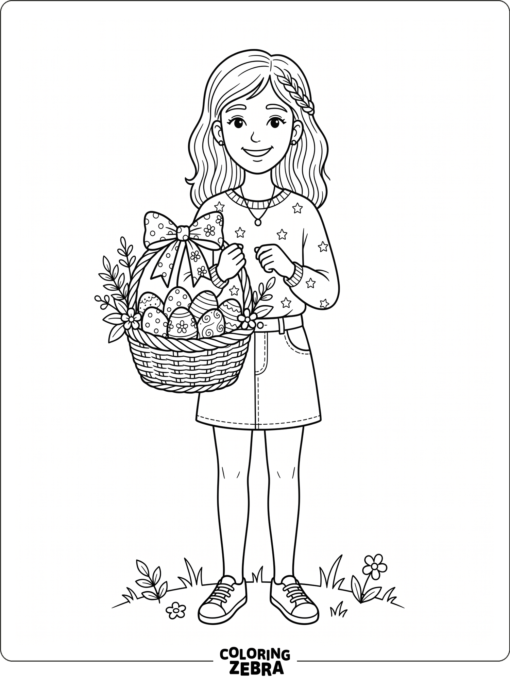 A teen girl holding an Easter basket