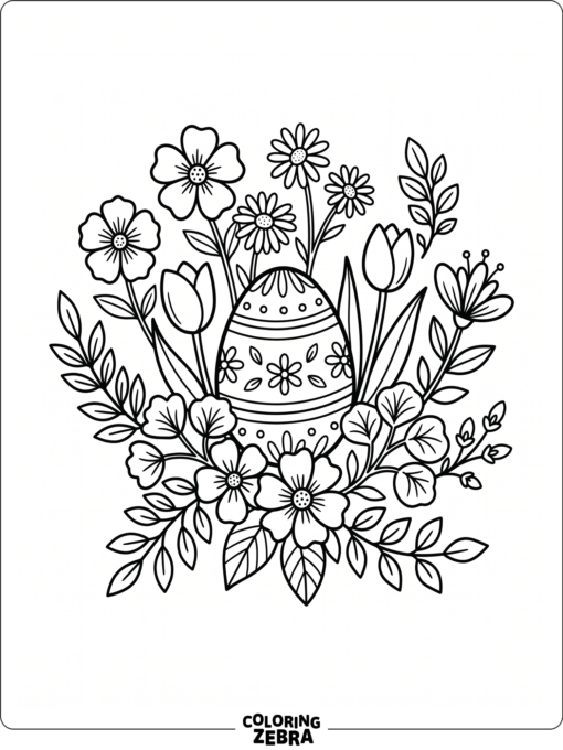 Simple spring flowers with an egg