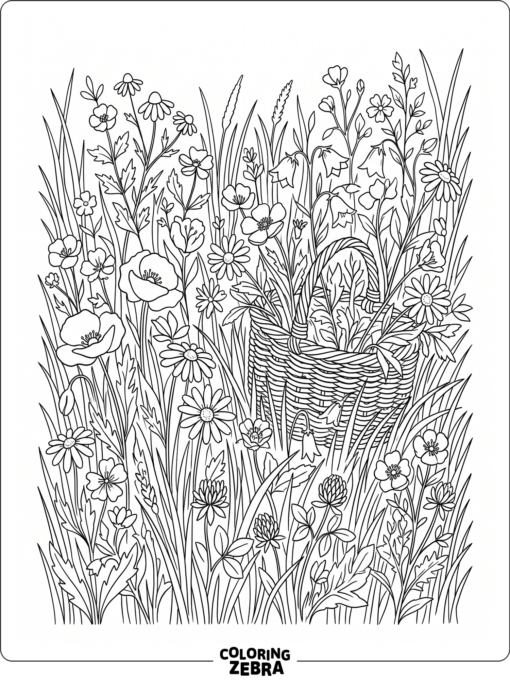 A hidden Easter basket in flowers and grass
