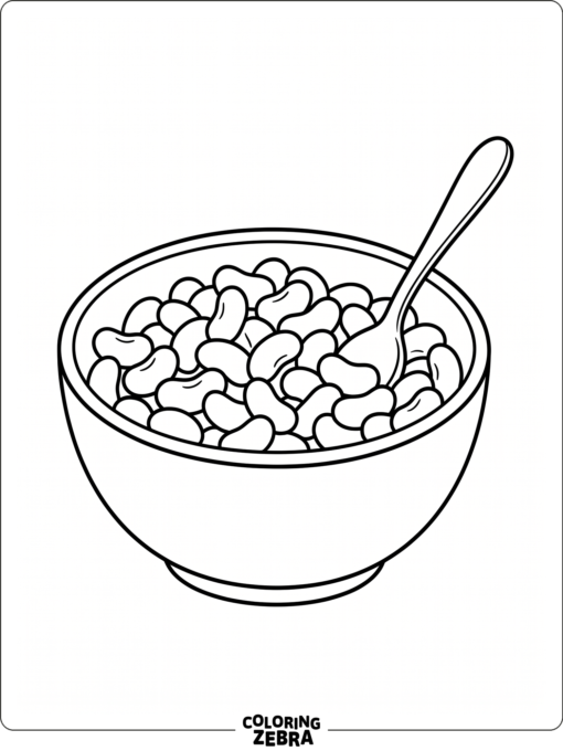 A bowl of jelly beans with a spoon beside it