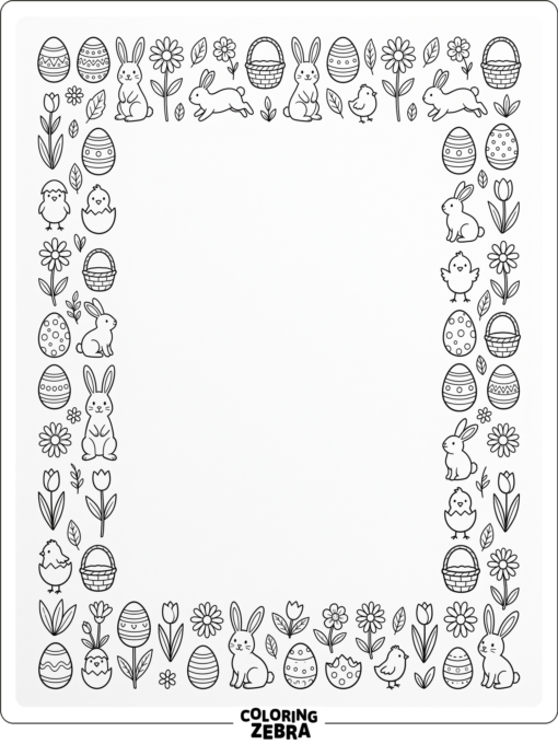 A repeating border of Easter icons
