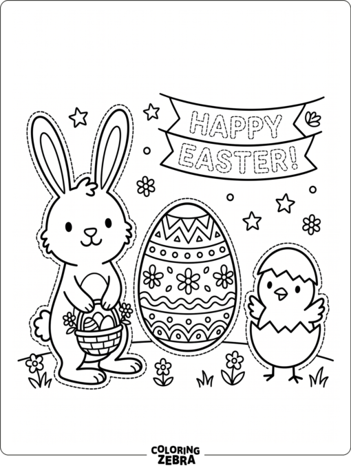 Traceable bunny, egg, and chick shapes