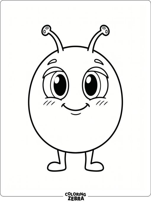 A friendly alien with a round body and big eyes