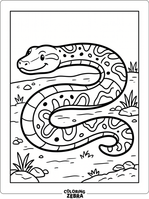 A simple anaconda lying in an S shape