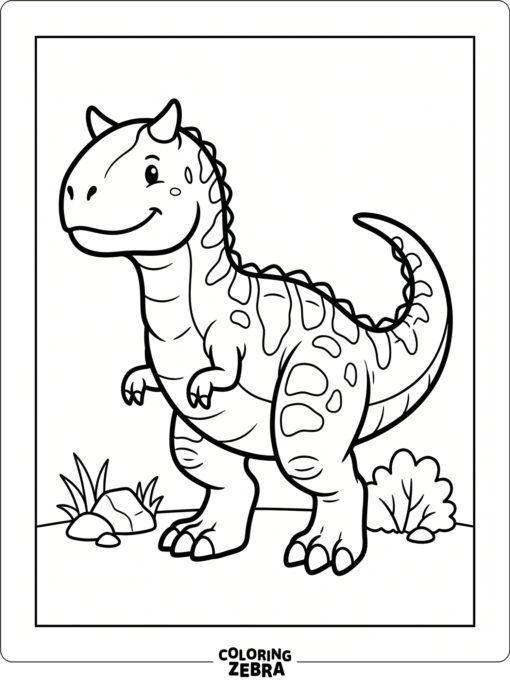 An easy carnotaurus with short legs and a plain background