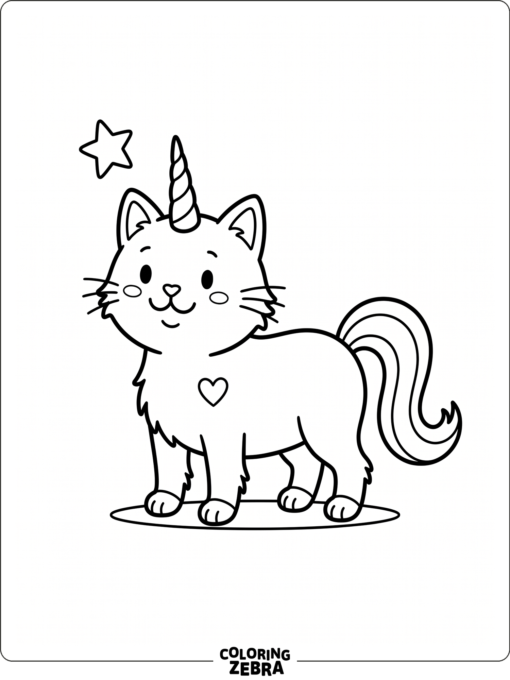 A simple caticorn standing beside a star