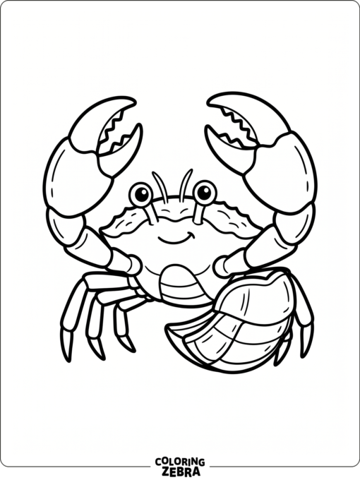 A simple crab with large claws and open shell shapes